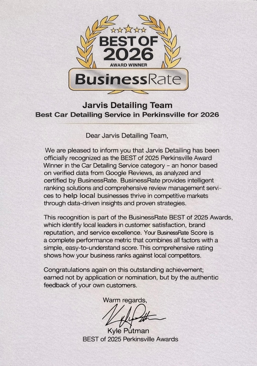Jarvis Detailing – Best Car Detailing Service in Perkinsville 2025 BusinessRate Award