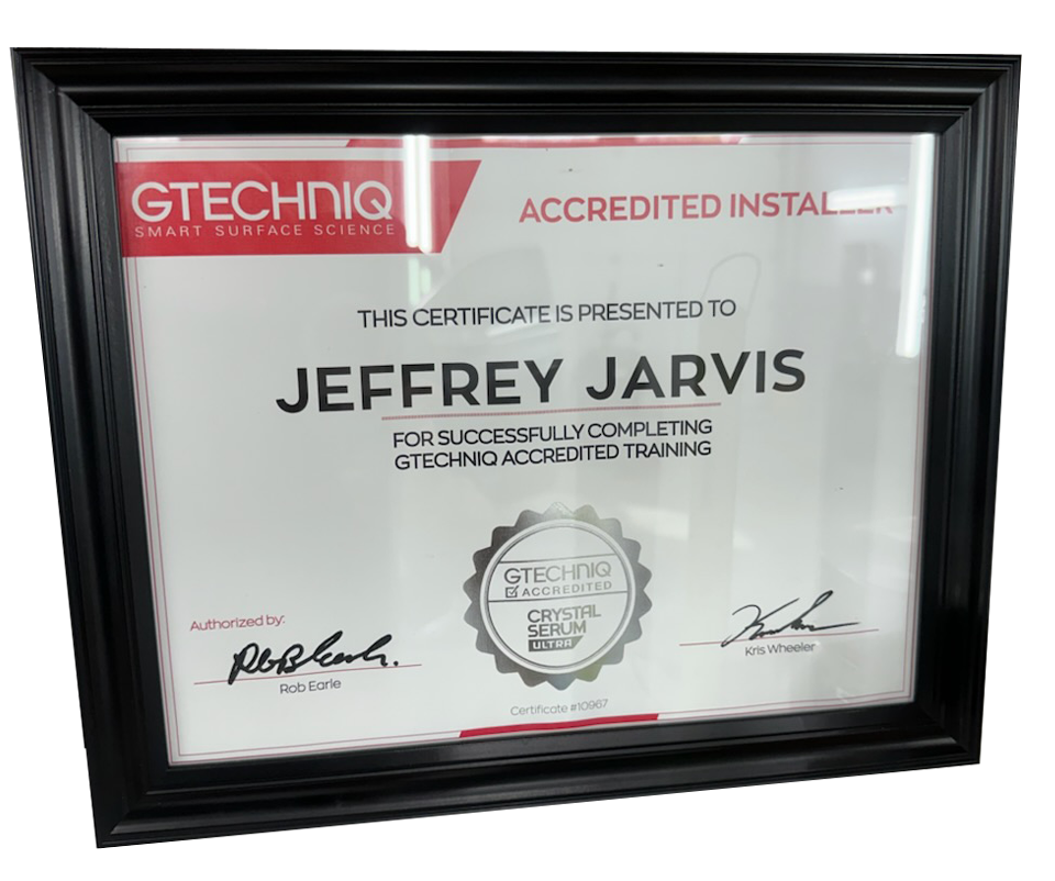 Gtechniq Accredited Installer Certificate - Jeffrey Jarvis