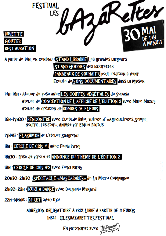 Programme Les Bazarettes - 30 Mai