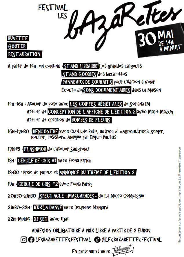 Programme Les Bazarettes - 30 Mai