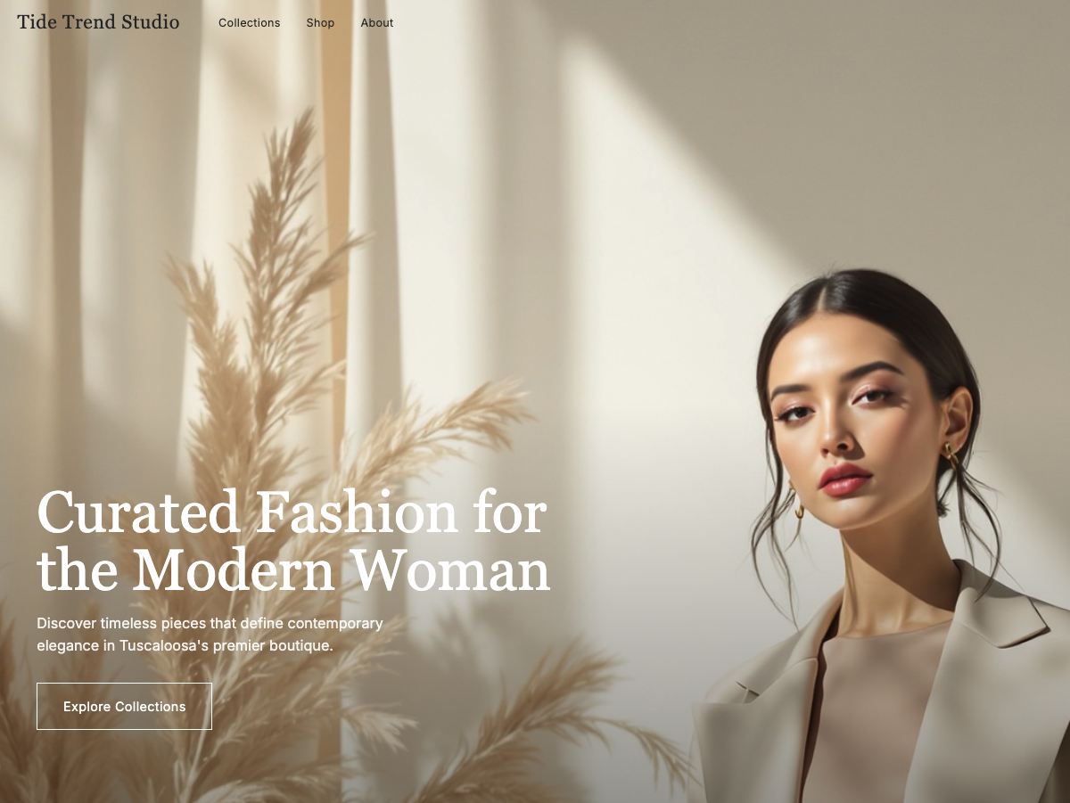 Tide Trend Studio - Professional web design by ExpandLabs Tuscaloosa web design agency showcasing modern mobile-friendly website for local Alabama business