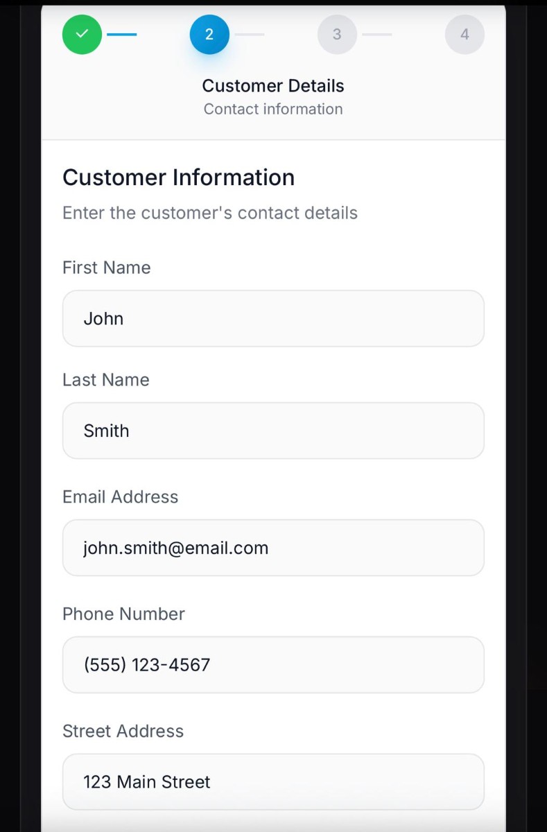 Step 2: Customer Details