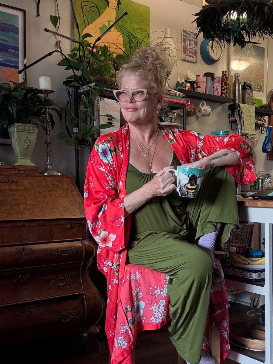 Penny in her Comfort Fortress workspace