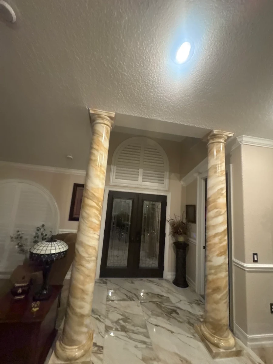 Elegant column painting project Houston showcasing architectural decorative painting expertise
