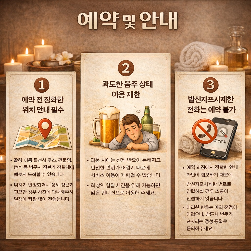 평택출장마사지 이용 안내 및 예약 방법 이미지