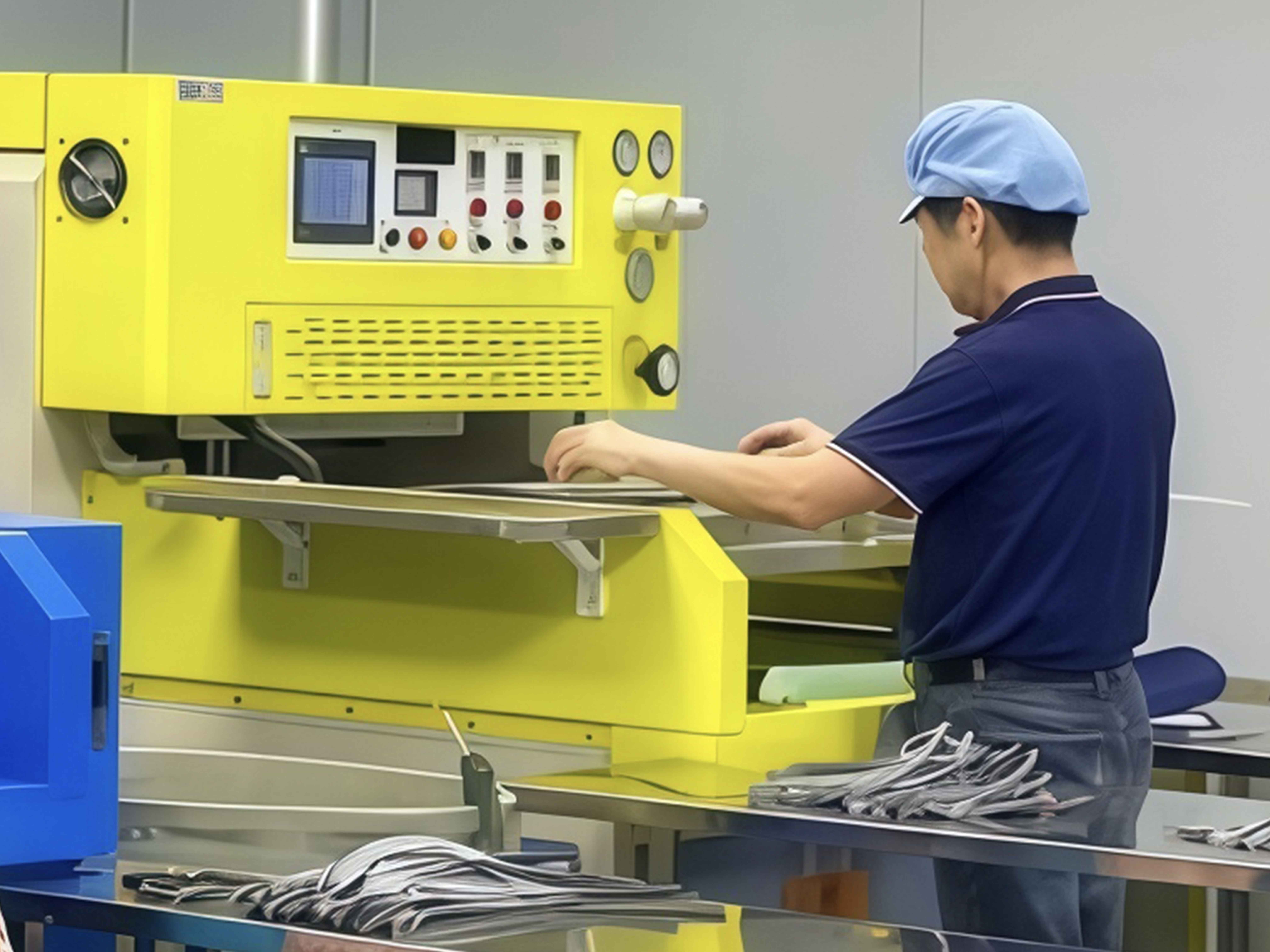 Ultrasonic Edge Sealing Machine – WellEmpire CPAP Strap Manufacturing Ultrasonic welding machine sealing CPAP headgear strap edges – WellEmpire factory equipment