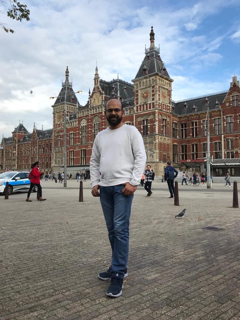 Dr. Babu Noushad during research data collection travels in Amsterdam, Netherlands