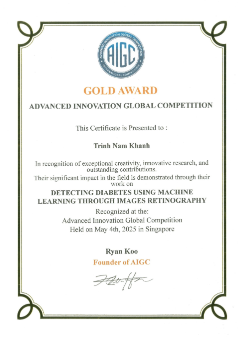 AIGC 2025 Gold Medal Certificate