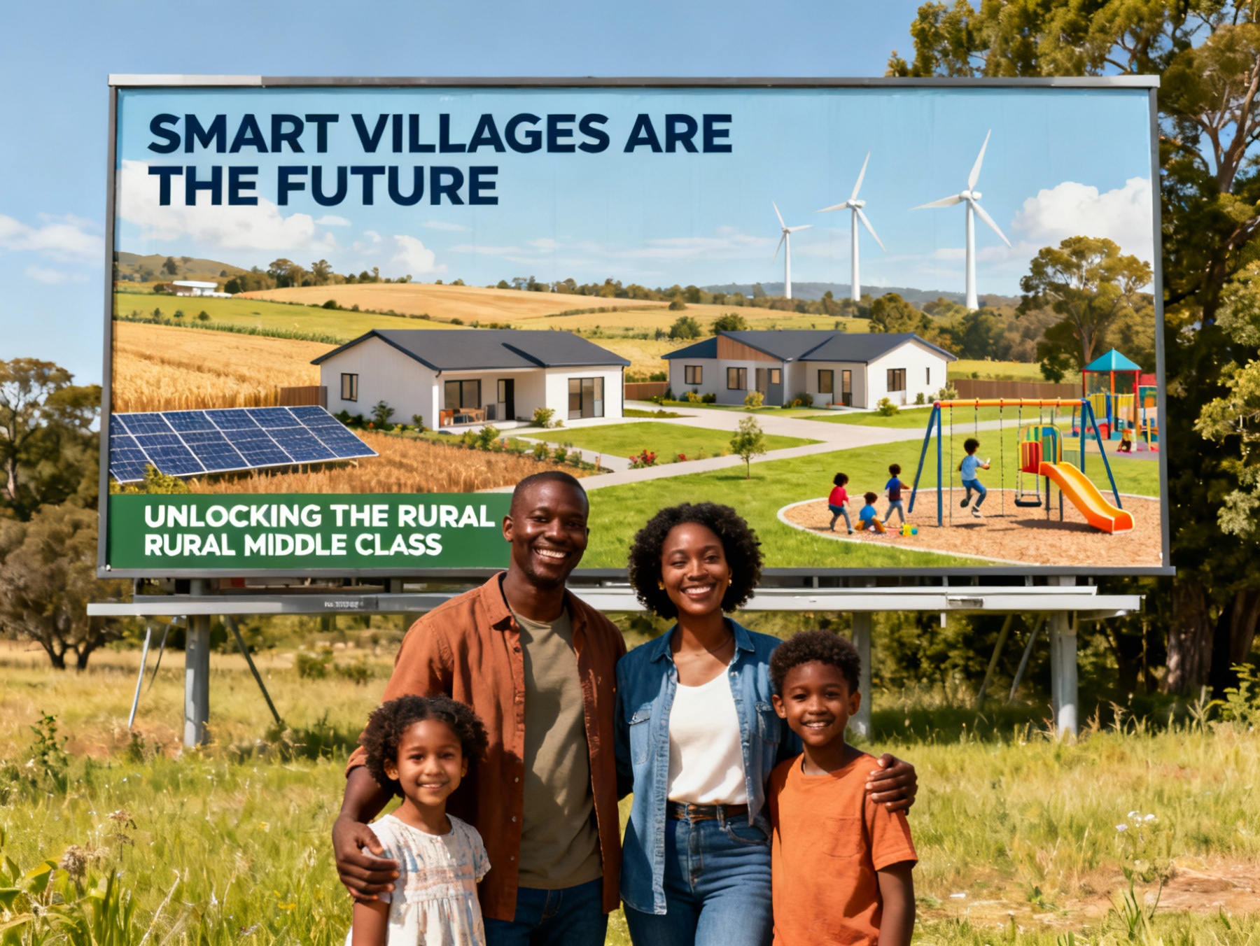 Smart Village Concept - Modern technology enhancing traditional African village life
