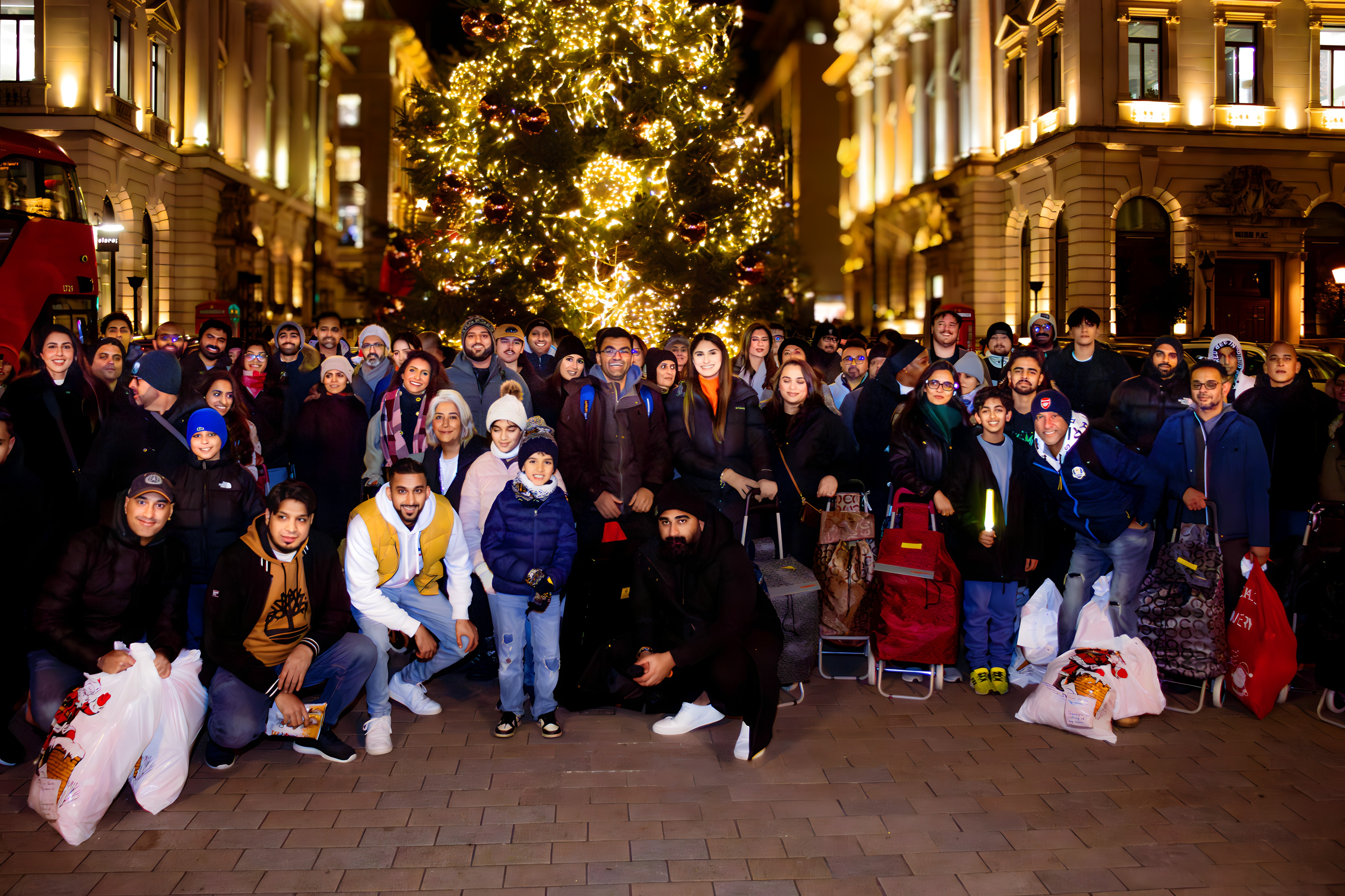 Christmas distribution volunteers packing care packages