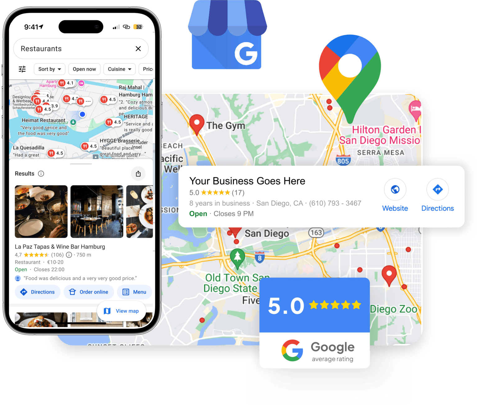 AI Maps SEO Dashboard showing ranking improvements across multiple business categories