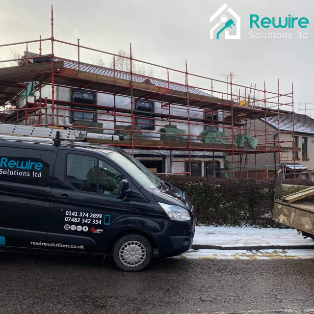 Rewire Solutions van at a Glasgow rewiring job