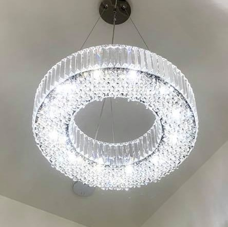 LED crystal chandelier lighting installation by DM Electrical Installations