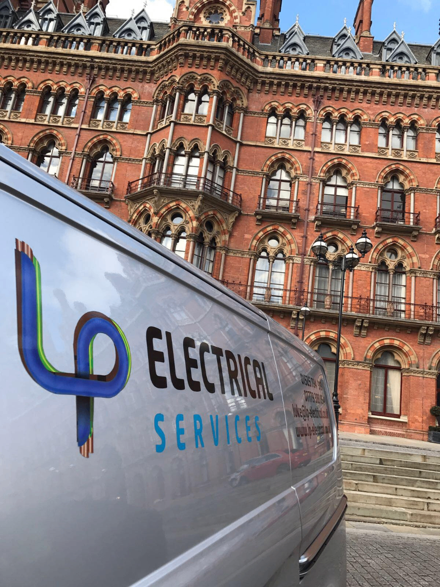 ENLUXE Electrical — L.P Electrical Services van at St Pancras London