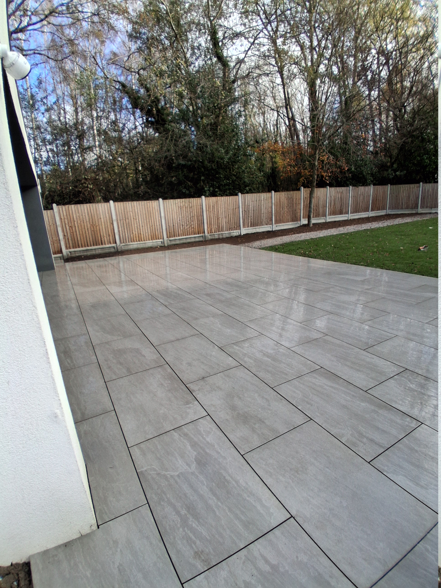 Professional patio installation with natural stone in Chelmsford