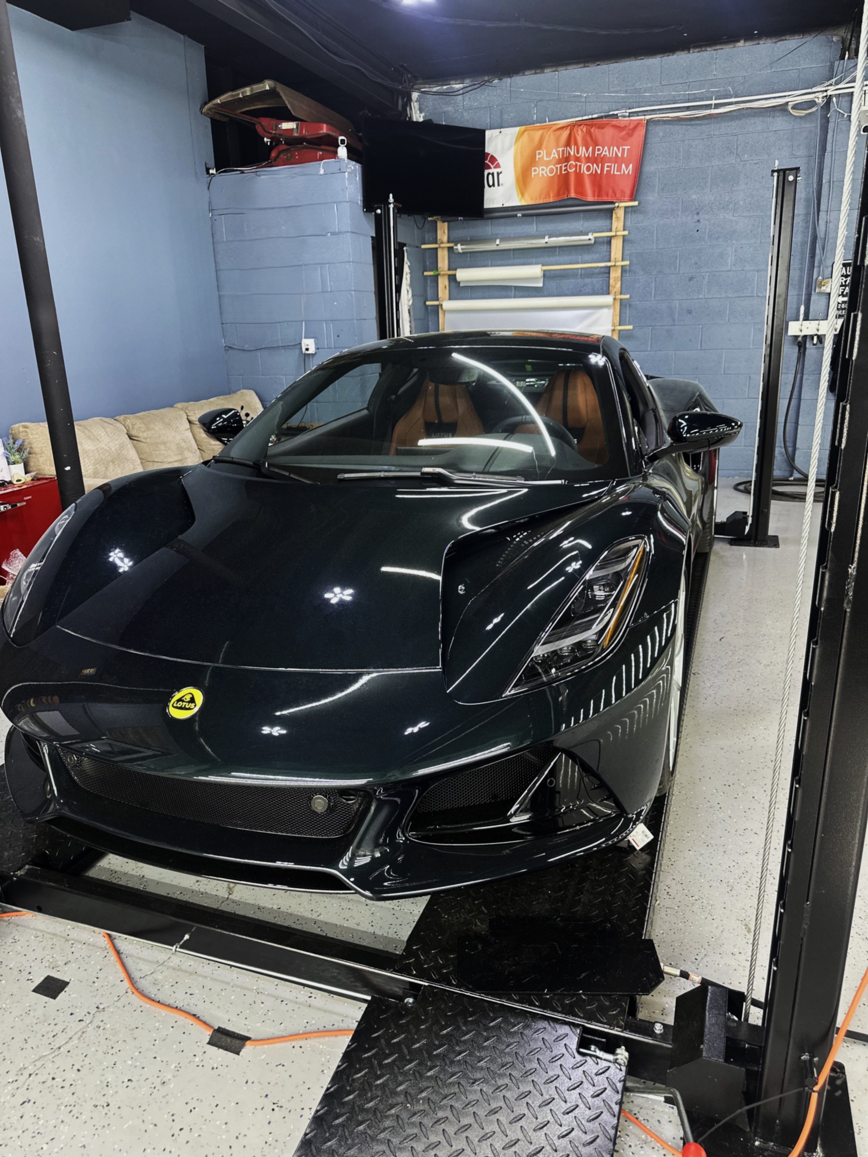 2024 Lotus Emira ceramic coating project showing flawless finish and mirror-like shine in Glen Burnie Maryland