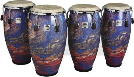 Remo Poncho Sanchez Series Conga in Fabric Molten Sea finish