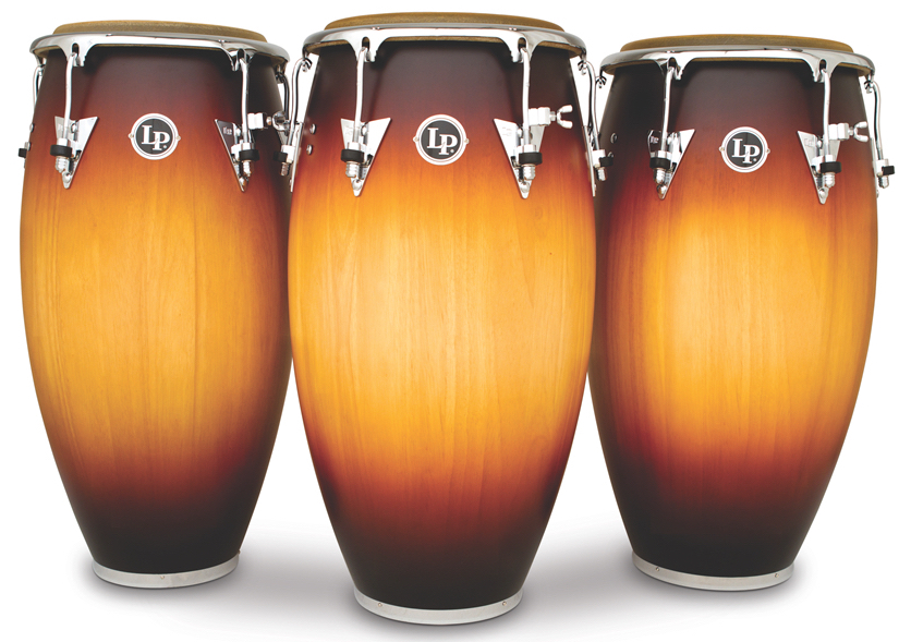 LP Classic Model Congas in Matte Sunburst Finish with Remo Nuskyn
