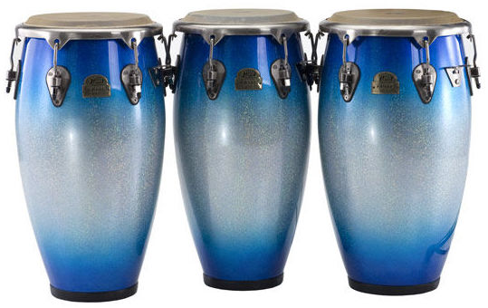 Pearl Elite Fiberglass Conga Set - Blue Sparkle Burst