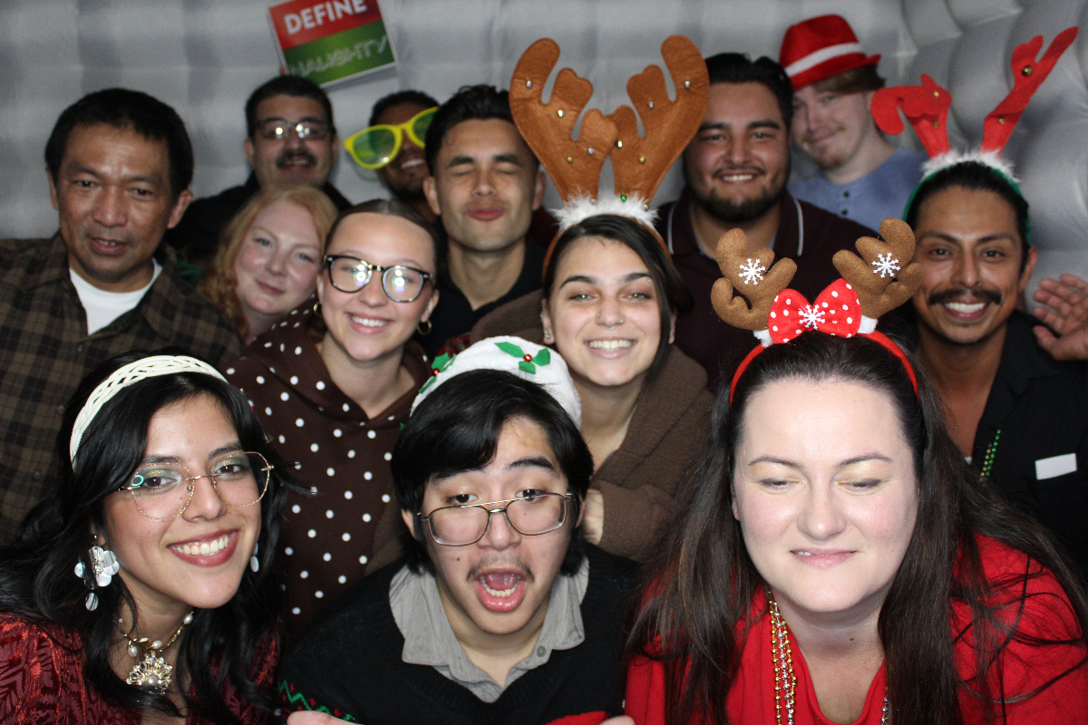 Wedding couple at photo booth