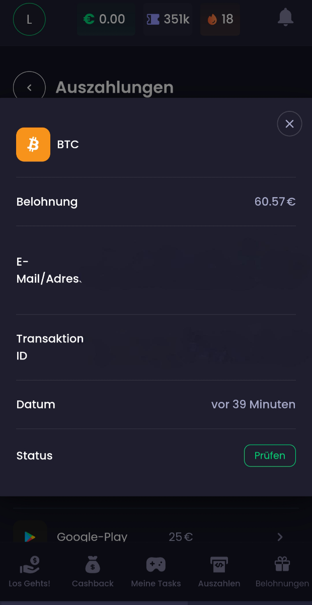 Auszahlungsbeweis Freecash