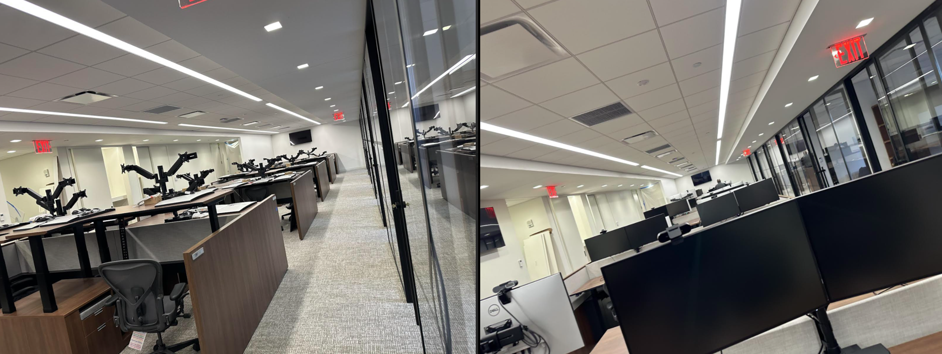 Workstation rows fully configured and ready for use Workstation rows fully configured and ready for use