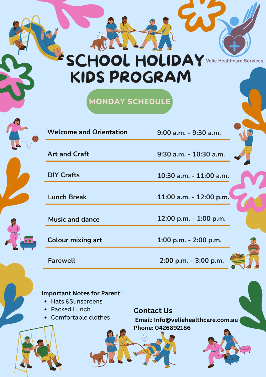 School Holiday Kids Program Monday Schedule