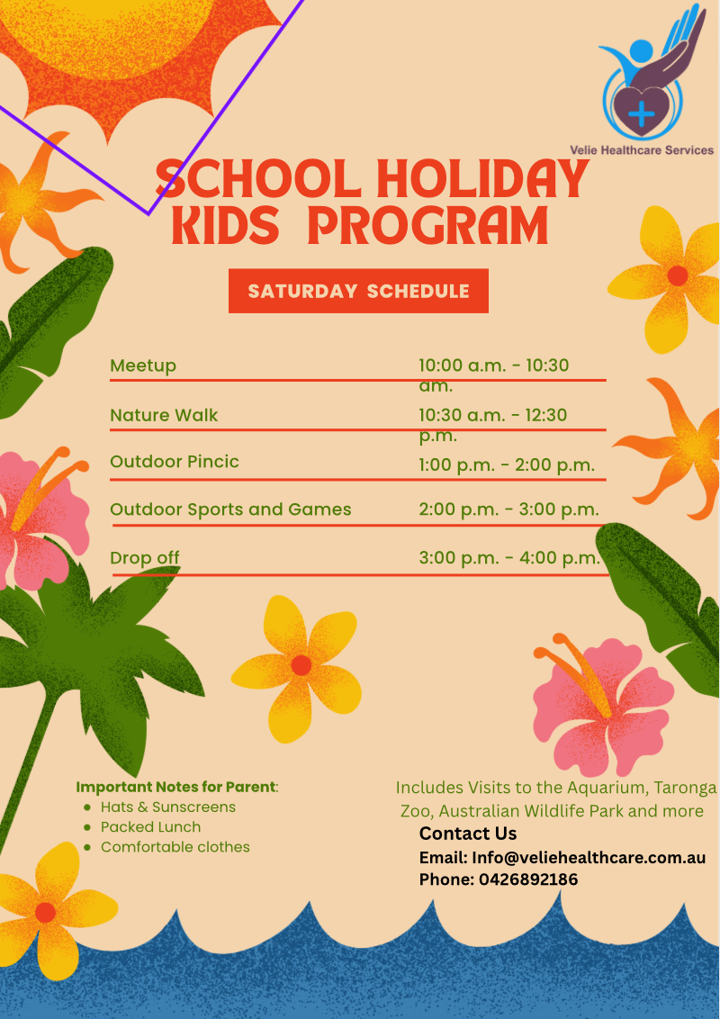 School Holiday Kids Program Saturday Schedule