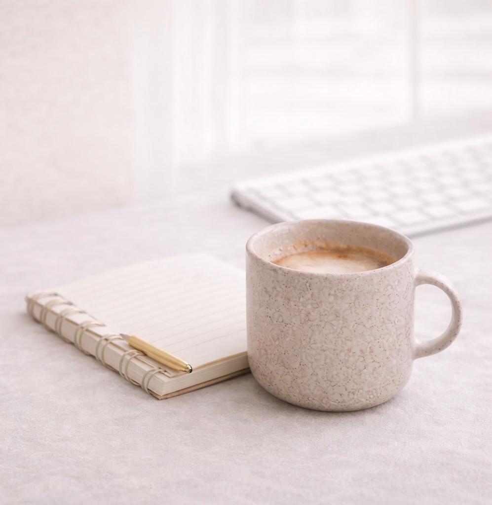 Serene minimal interior — calm, focused, grounded