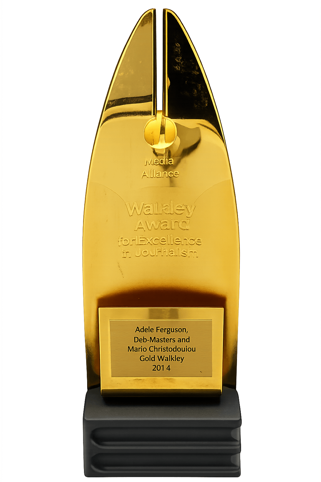 Adele Ferguson receiving the 2025 Gold Walkley Award for Betrayal of Trust ABC Four Corners childcare investigation