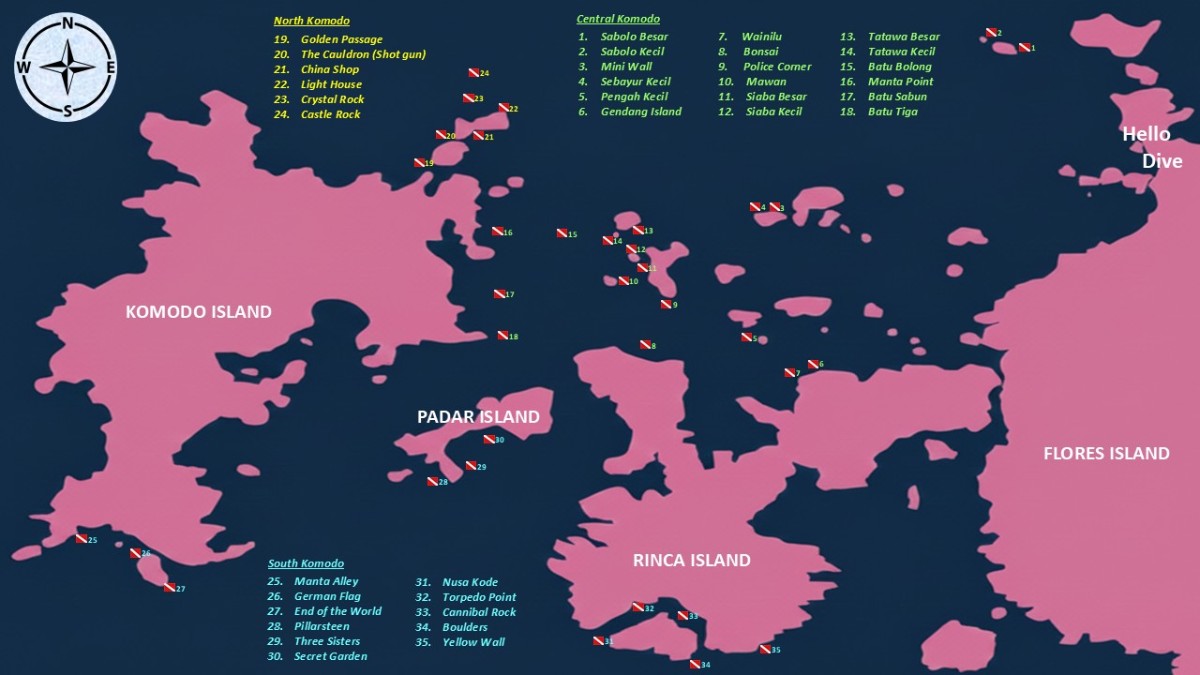 Komodo Dive Sites Map