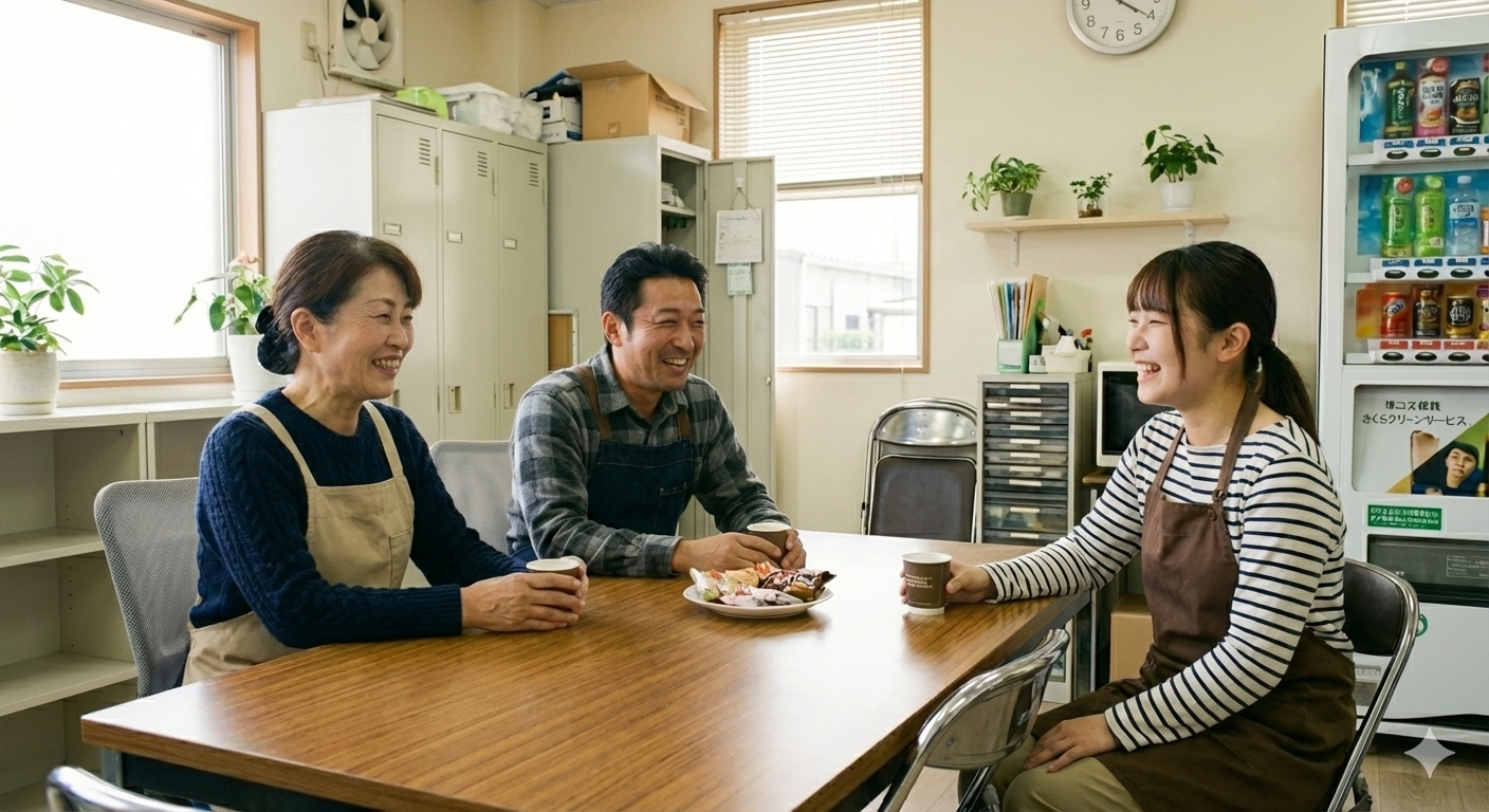 清潔で明るい休憩室