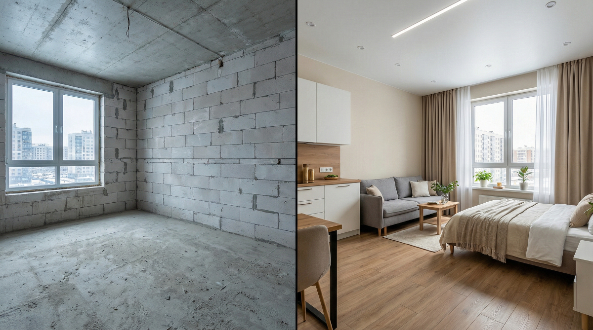 Ремонт на ул. Михаила Дудина