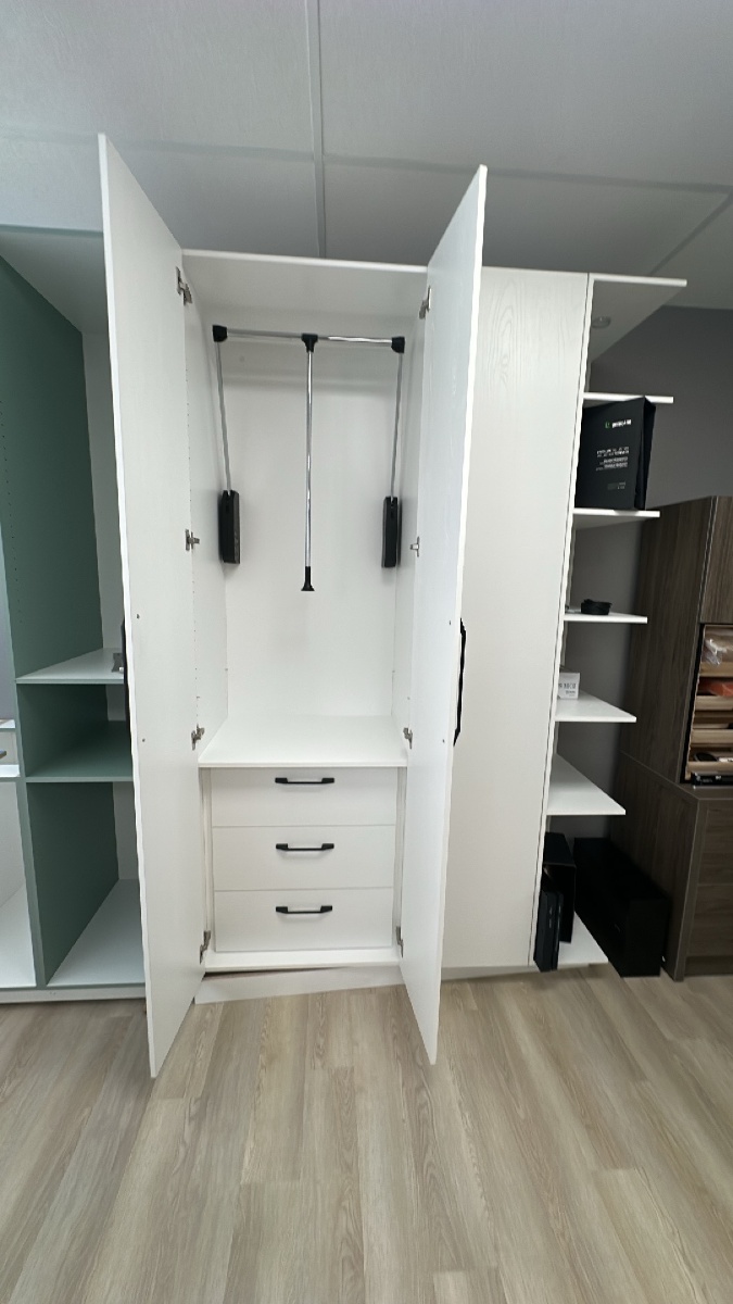 White Wardrobe with Pull-Down Rail