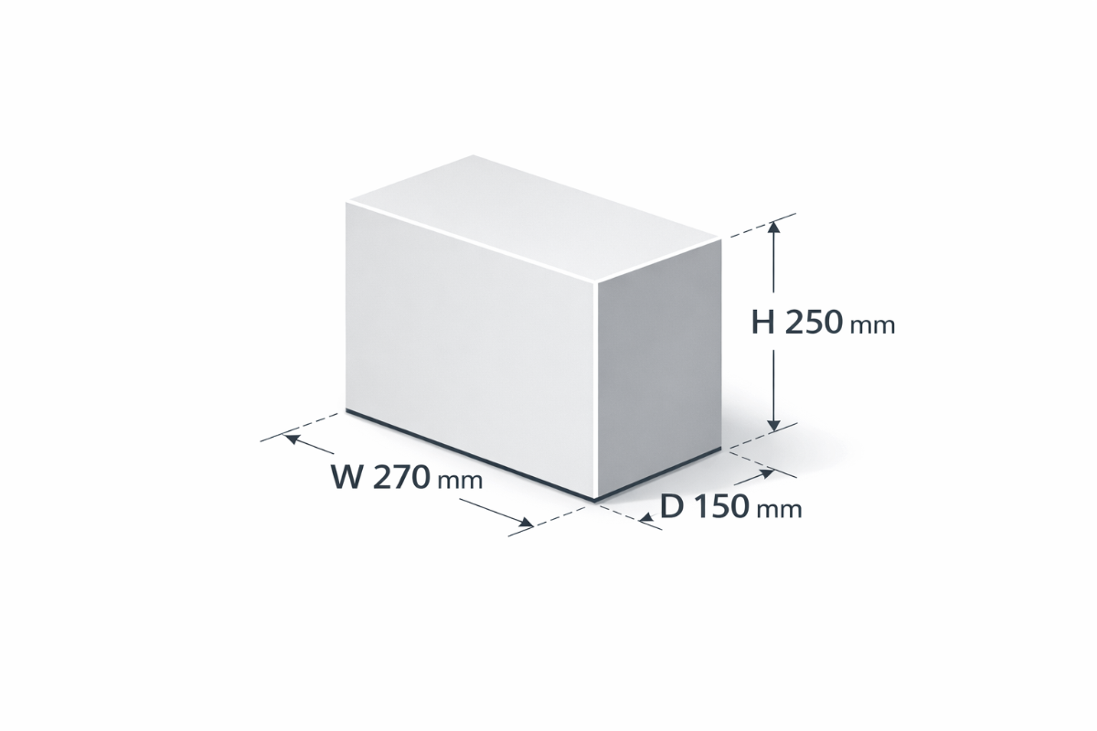 本体サイズ寸法図 幅270mm×奥行150mm×高さ250mm