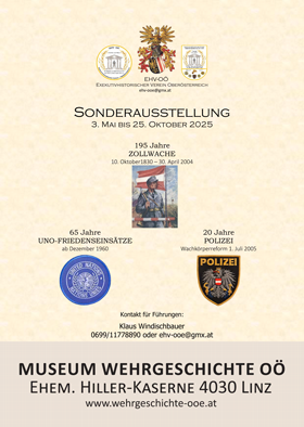 Plakat der Ausstellung: 195 Jahre Zollwache – 65 Jahre UNO-Friedenseinsätze – 20 Jahre Polizei