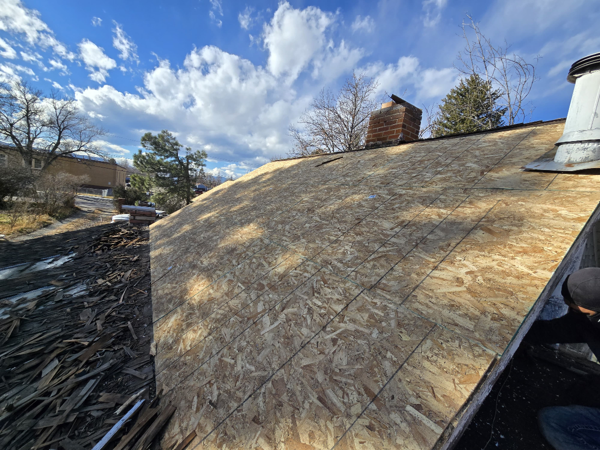 Exposed roof deck prepared for installation