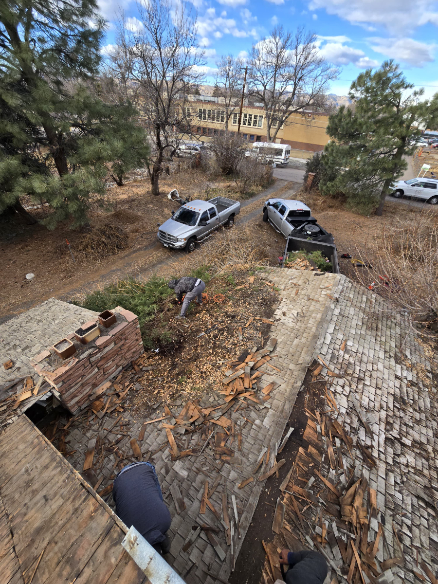 Old roof removal and area cleanup