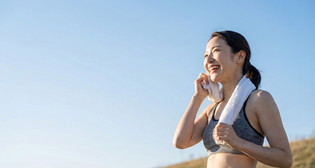 フィットネスで輝く女性