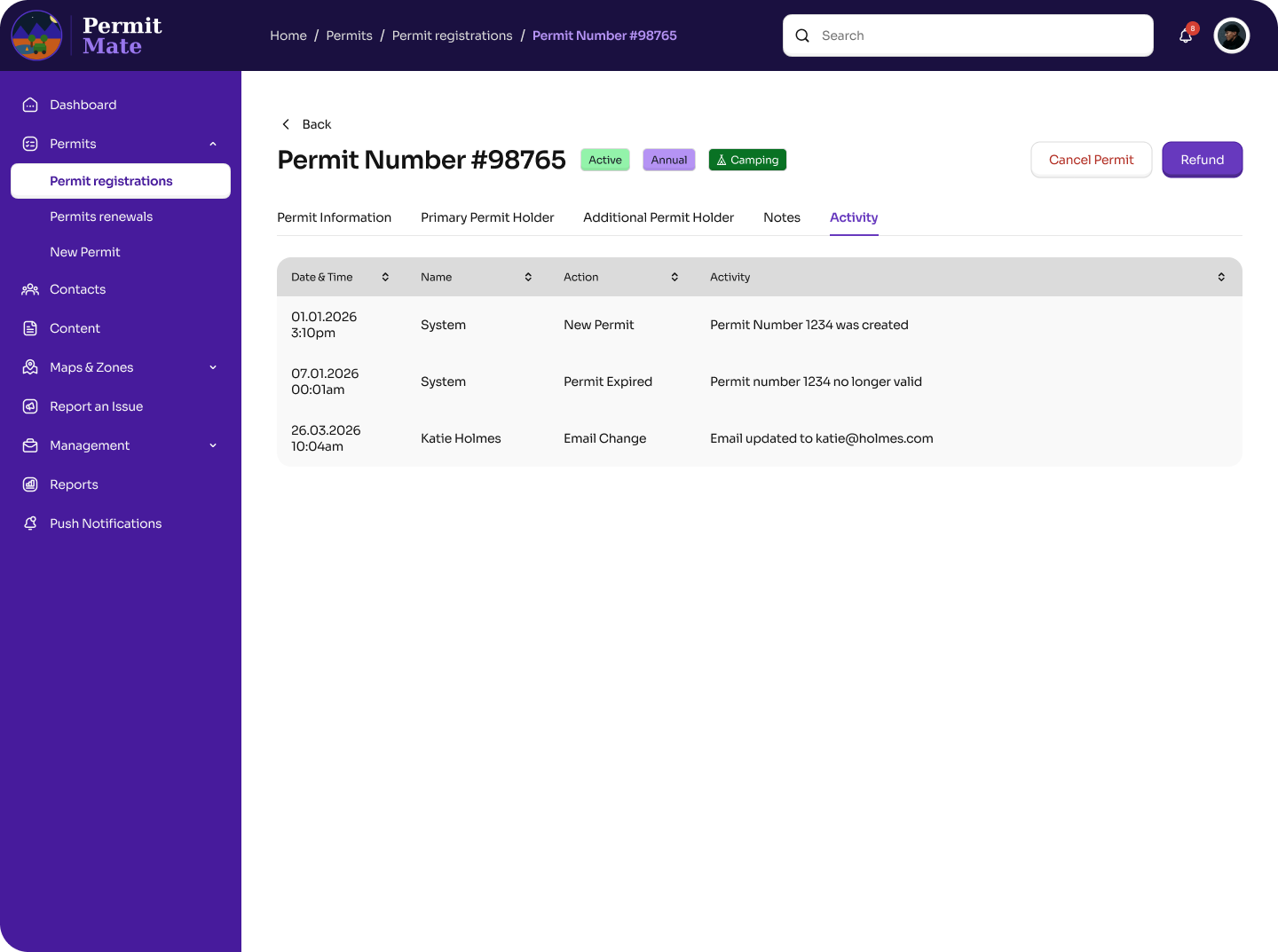 View Users, Permits & Purchases