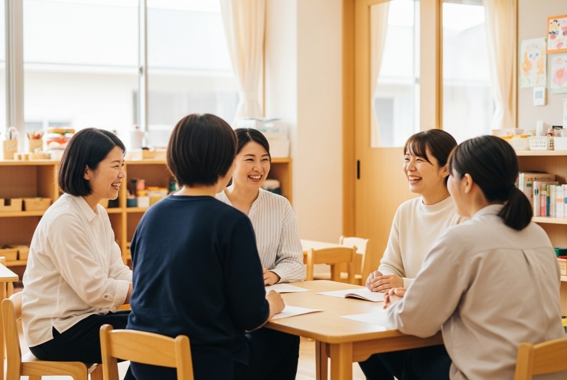日本の保育士の笑顔と職員紹介ページ
