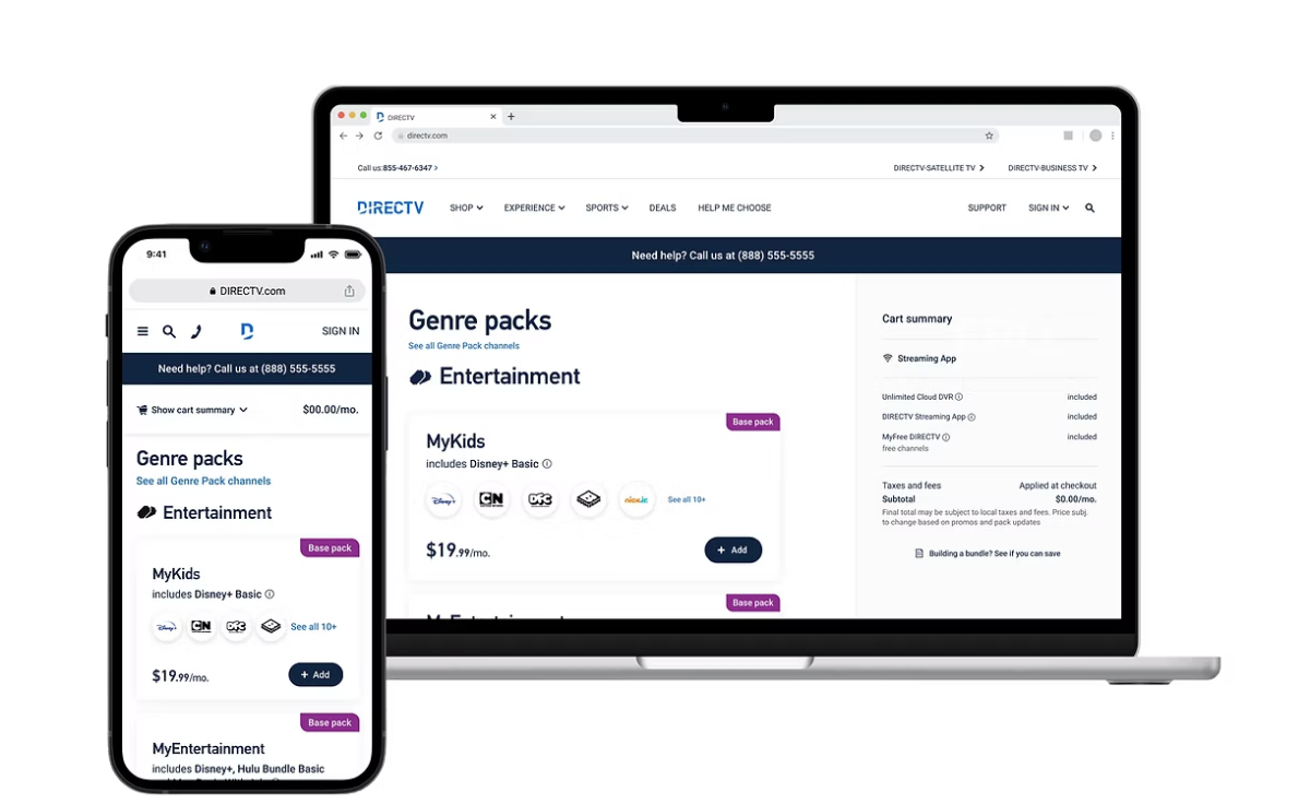 Satellite and stream purchase flow experience
