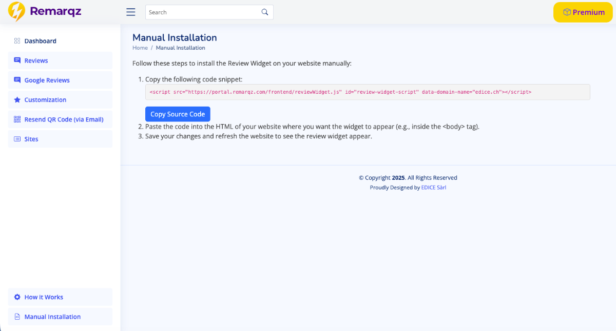 Installatie op je website