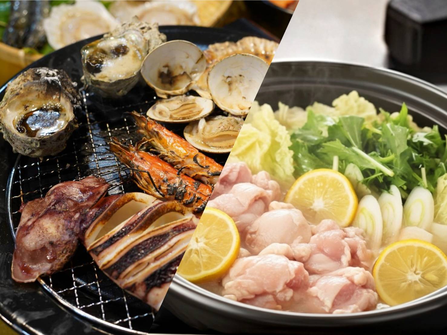 Two-Brand Chicken Yuzu Hot Pot × Selected Seafood BBQ