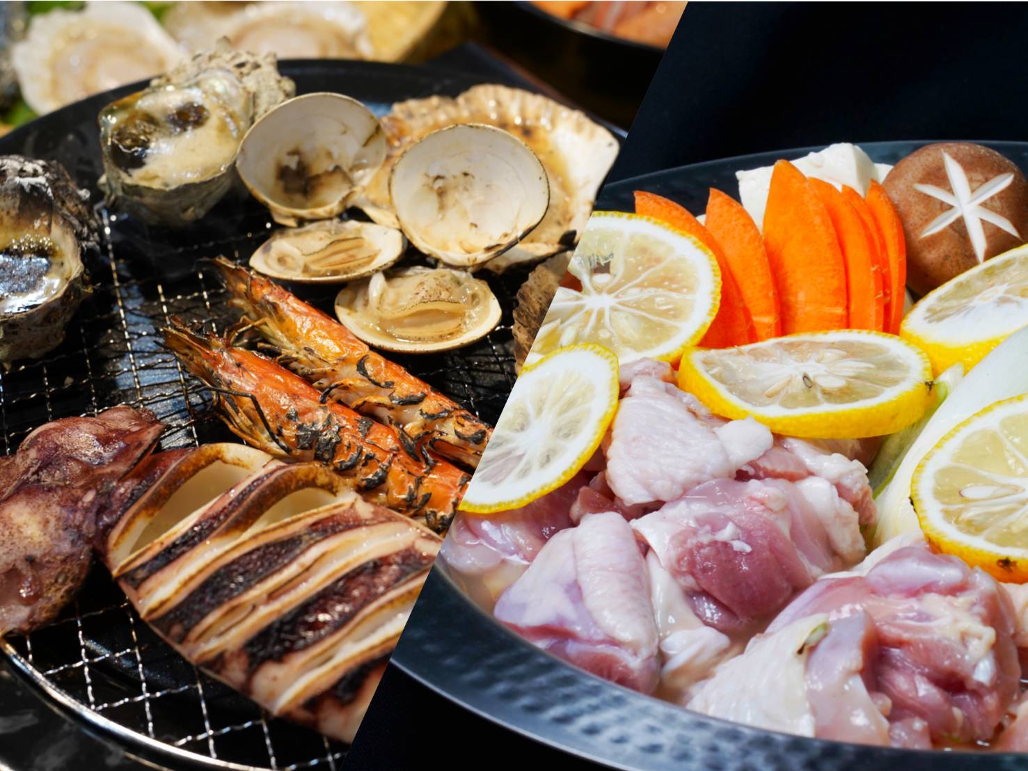 Two-Brand Chicken Yuzu Hot Pot × Selected Seafood BBQ