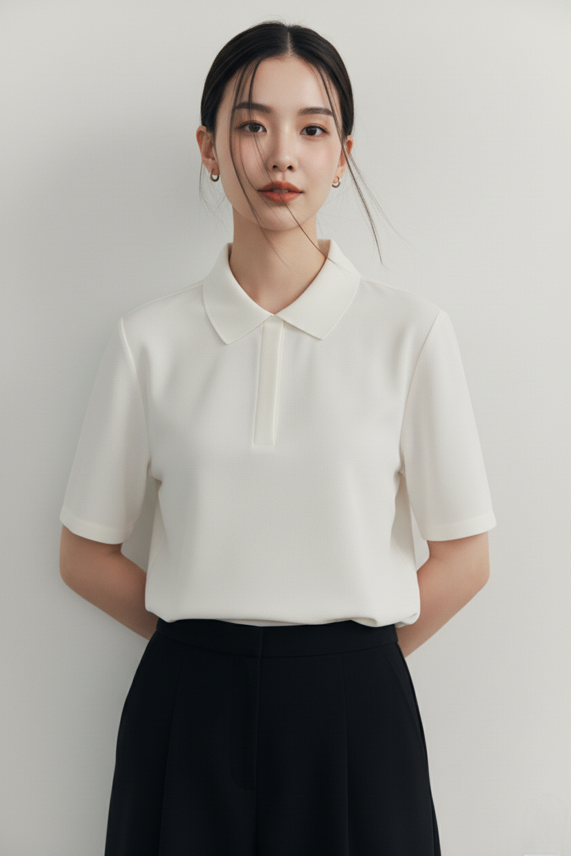 半袖ポロニット