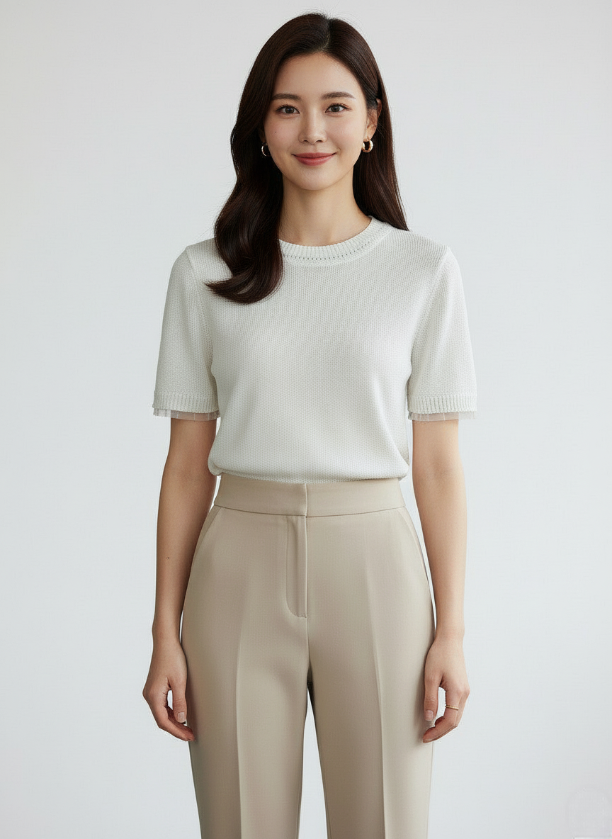 袖レースサマーニット