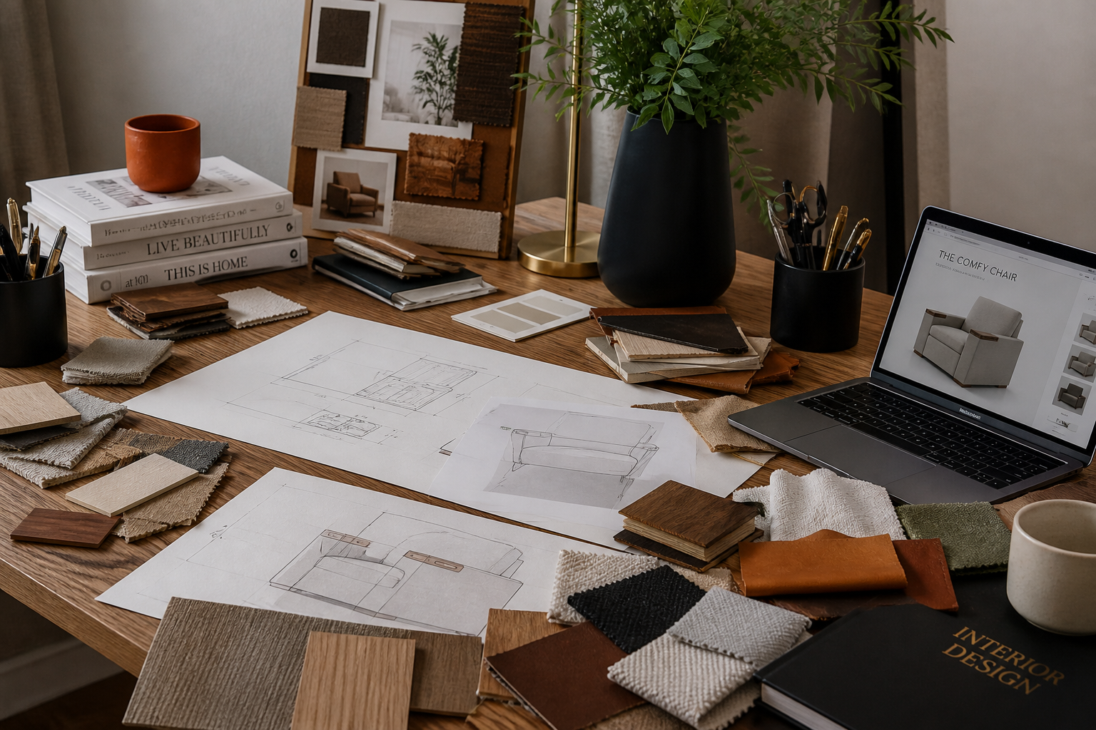 Interior designer workspace