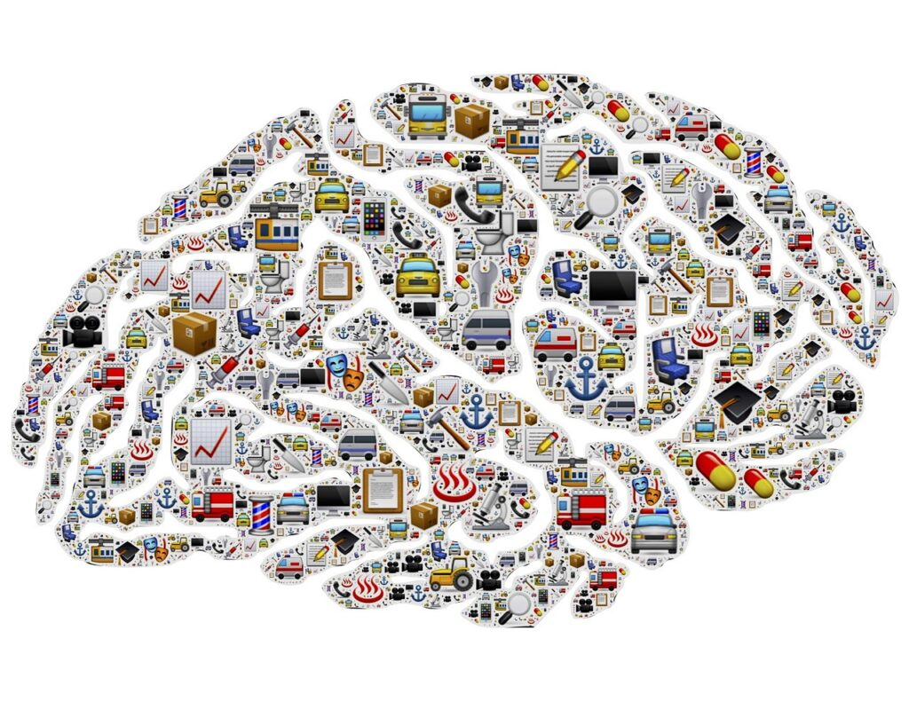 Working memory - complex brain collage illustration