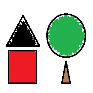 Pre-attentive perceptual organization - abstract shapes triangle circle square